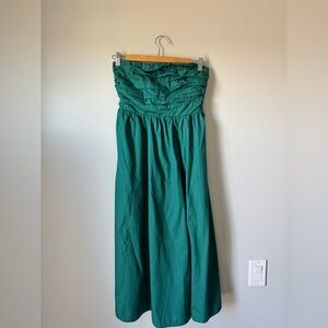 Abercrombie & Fitch Strapless Midi Dress in Teal Green